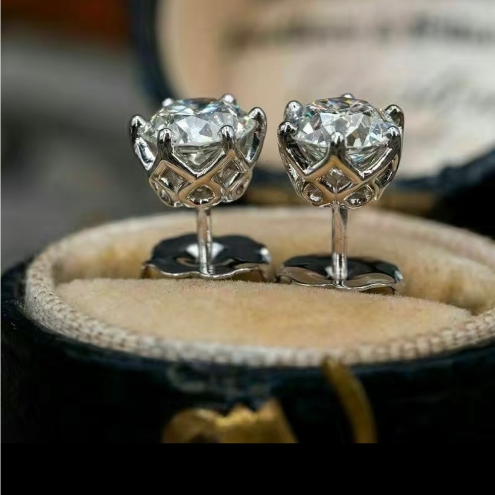 Zircon studs sterling silver earrings